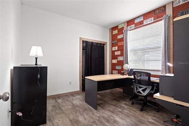 home office featuring wood-type flooring