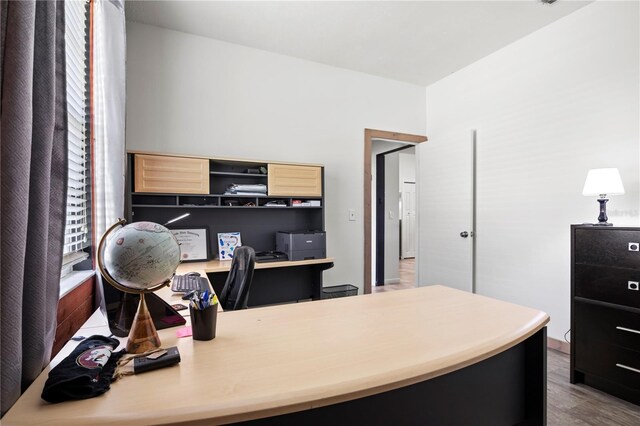 office space featuring light wood-type flooring