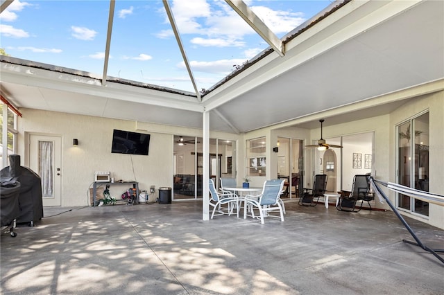 view of patio with ceiling fan