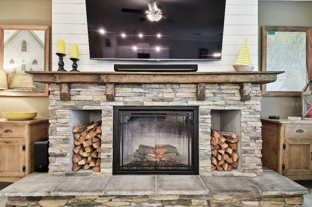 room details with a fireplace