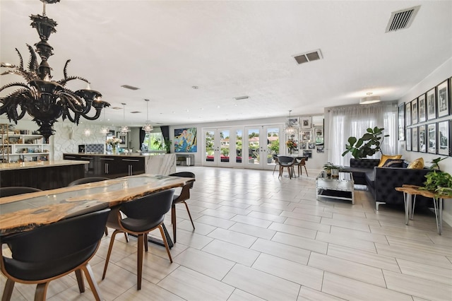 dining area with french doors