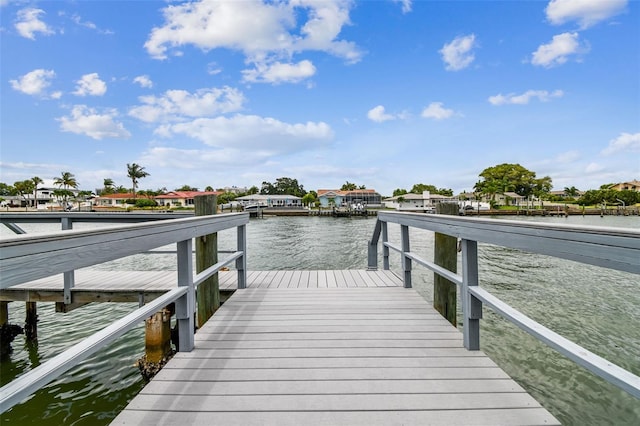 view of dock featuring a water view