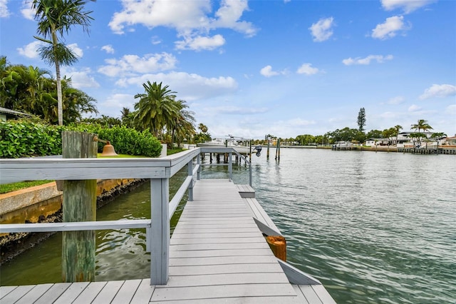 view of dock featuring a water view