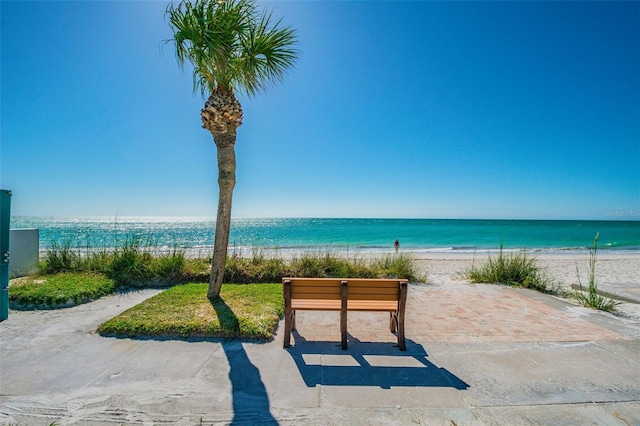 view of water feature with a view of the beach