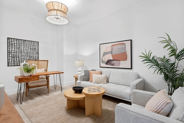 living room with hardwood / wood-style flooring