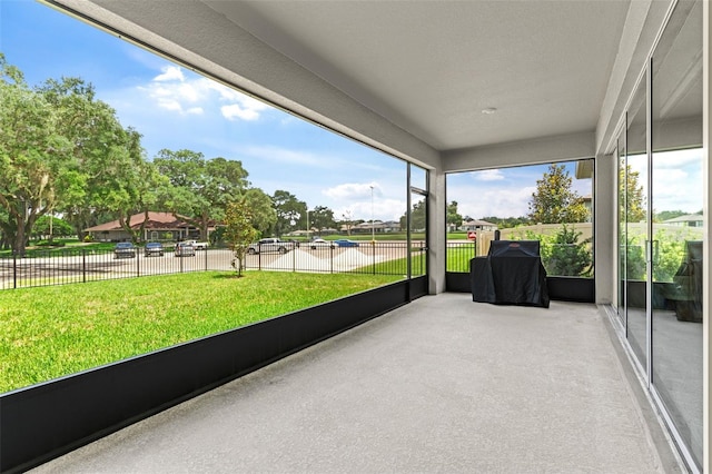 view of unfurnished sunroom