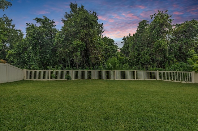 view of yard at dusk