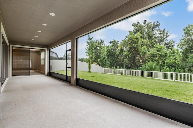 view of unfurnished sunroom