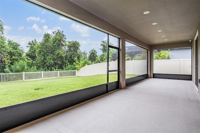 view of unfurnished sunroom