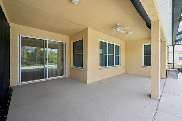 view of patio / terrace featuring ceiling fan