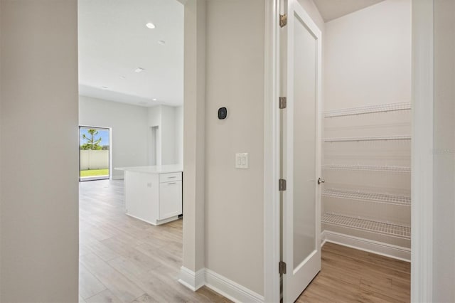 hall featuring light wood-type flooring