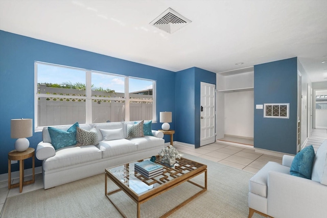 view of tiled living room