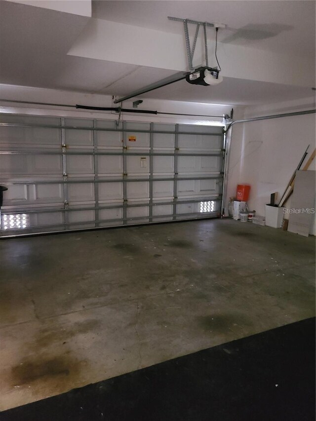 garage with a garage door opener