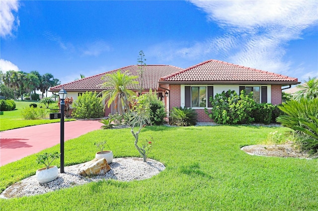 view of front of house with a front lawn