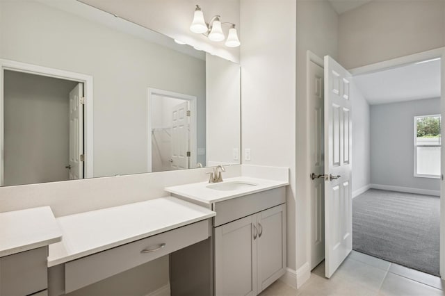 bathroom featuring vanity and tile patterned flooring