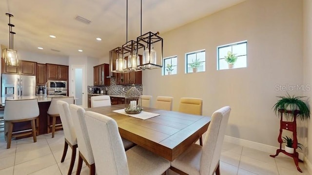 view of tiled dining room