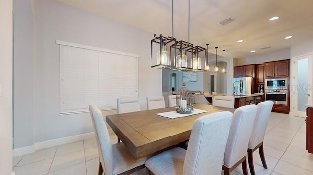 view of tiled dining space