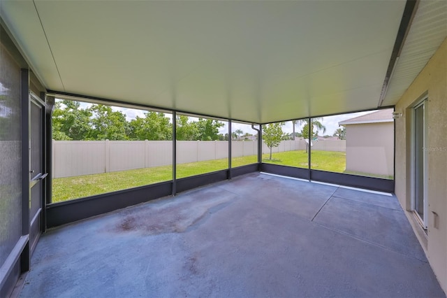 view of unfurnished sunroom