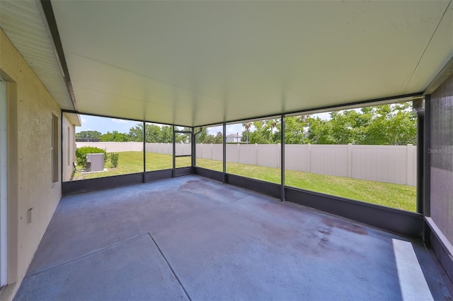 view of unfurnished sunroom