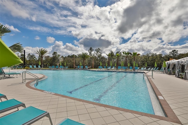 view of pool featuring a patio area