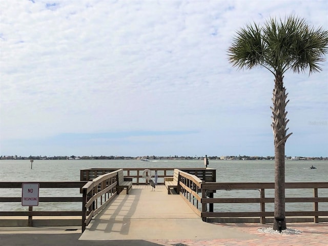 view of dock featuring a water view