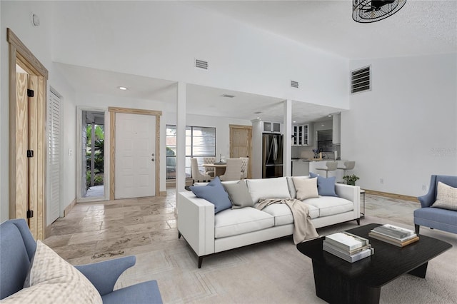 living room featuring sink