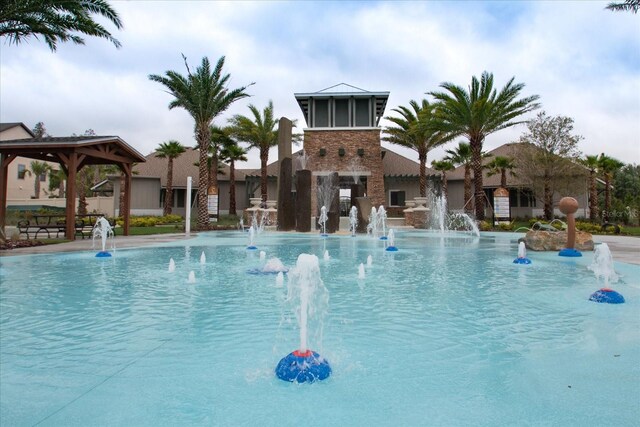 view of pool with a gazebo