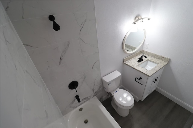 bathroom featuring hardwood / wood-style flooring, vanity, and toilet