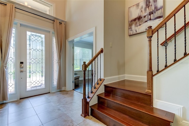 view of tiled entrance foyer