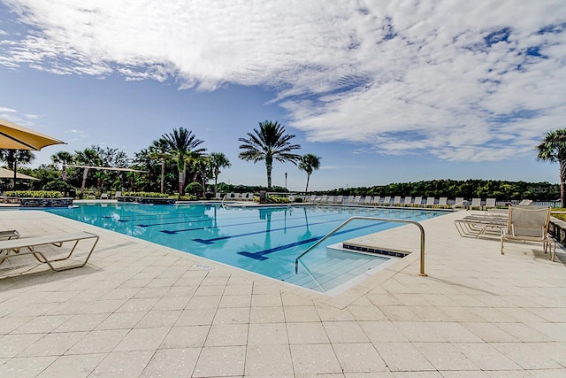 view of pool featuring a patio