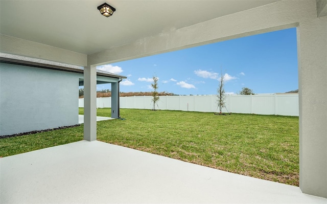 view of yard with a patio area