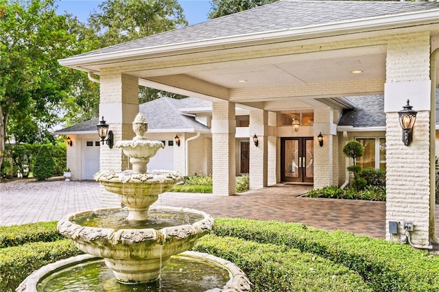 exterior space featuring a garage