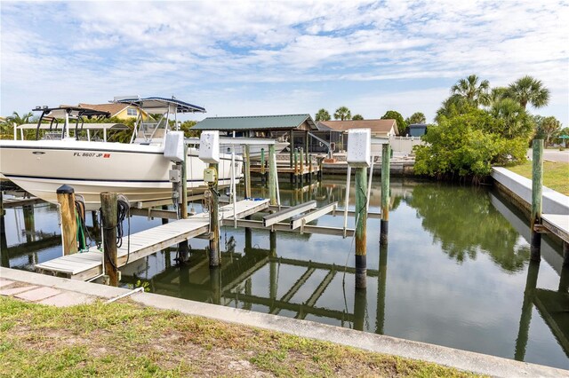 view of dock featuring a water view