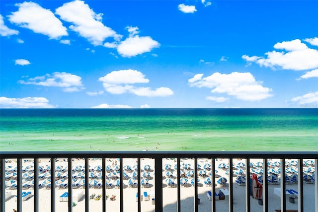 view of water feature featuring a beach view