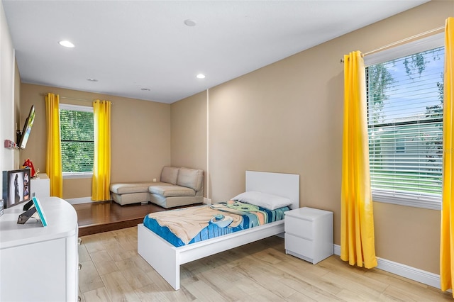 bedroom featuring light hardwood / wood-style flooring