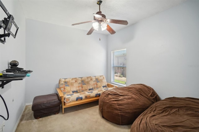 living area with carpet floors