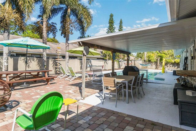 view of patio / terrace featuring a fenced in pool