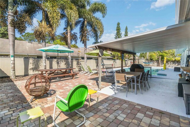 view of patio / terrace with a fenced in pool