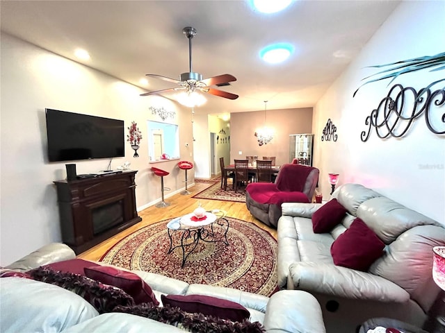 35226 Janine Dr, Zephyrhills, FL 33541 - living room with wood finished floors and ceiling fan