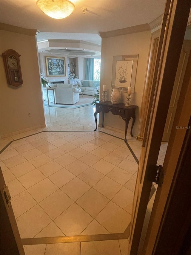 hallway featuring light tile patterned floors