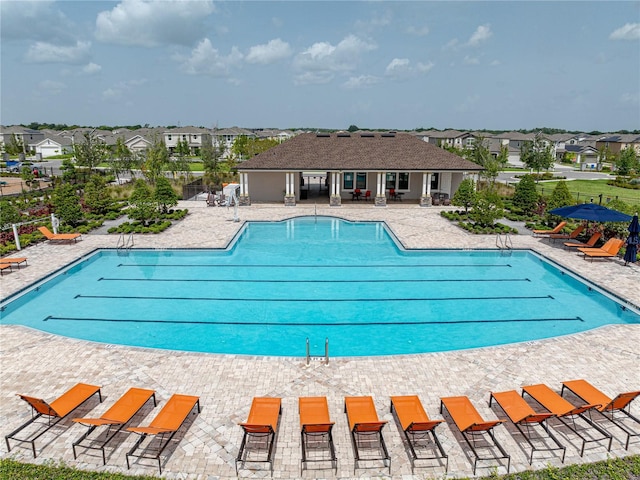 view of pool featuring a patio area