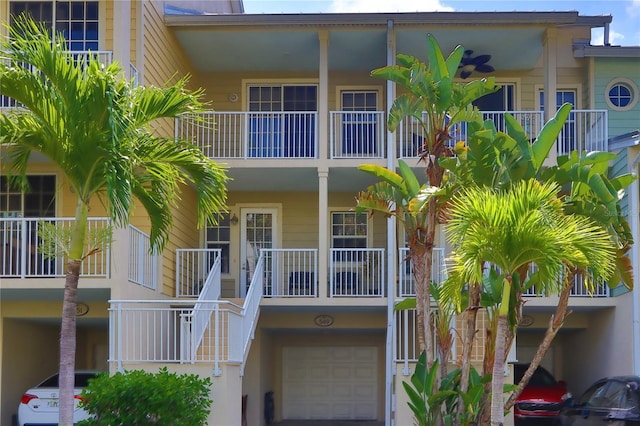 view of building exterior featuring a garage