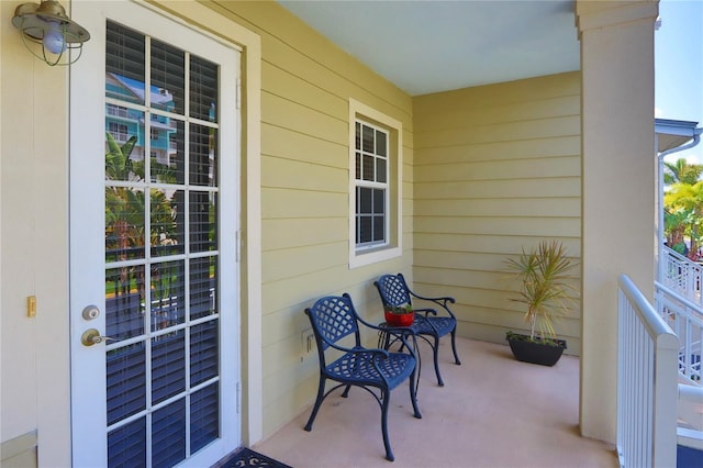 balcony featuring a porch