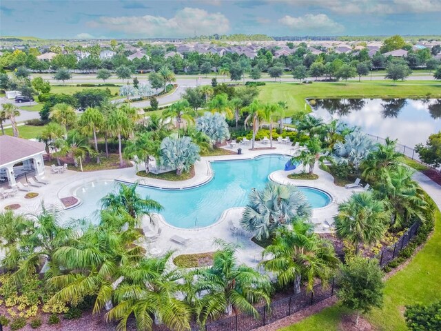 bird's eye view featuring a water view