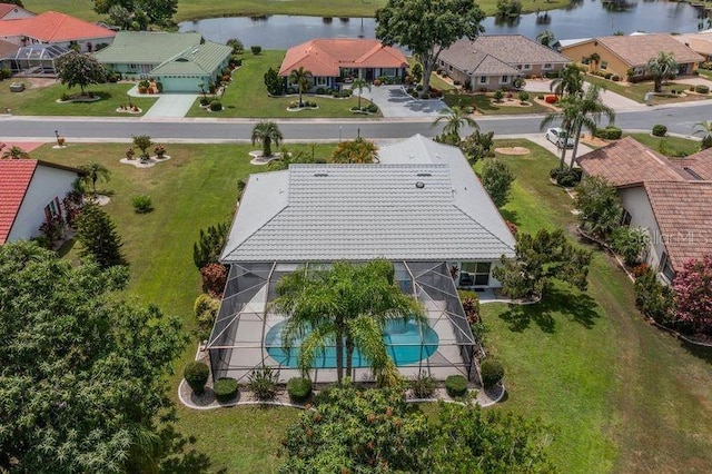 bird's eye view featuring a water view