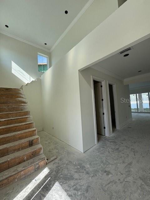 interior space featuring crown molding