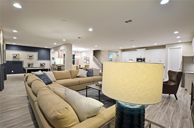 living room featuring light hardwood / wood-style flooring