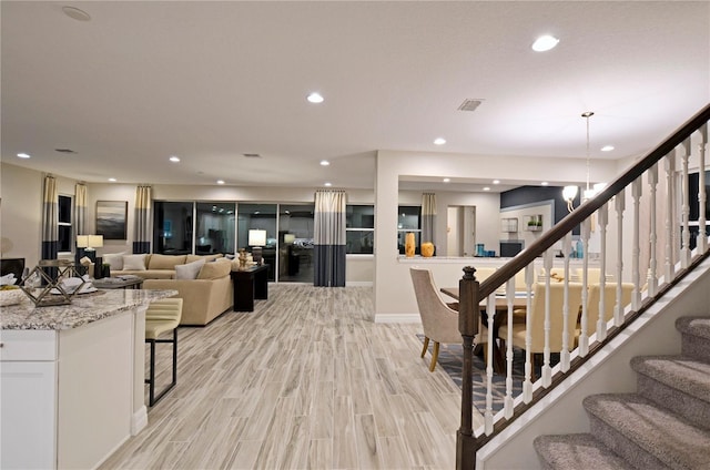 interior space featuring light wood-type flooring