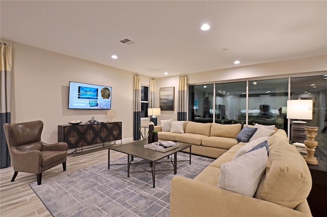 living room featuring hardwood / wood-style flooring