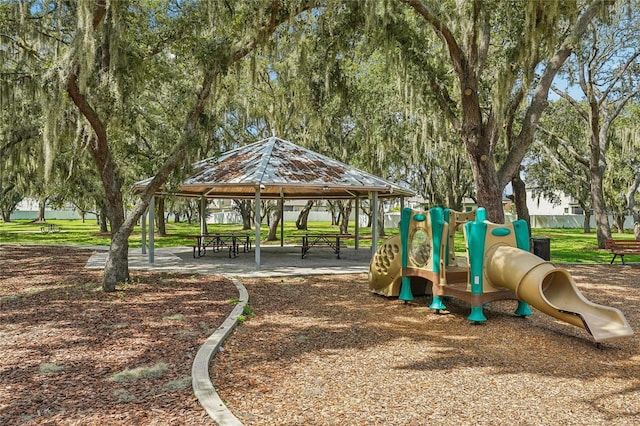 view of play area featuring a gazebo